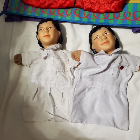 : 11pc Vintage Learning Resources hand puppets and pappa geppetto fabric stage - Picture 11 of 16